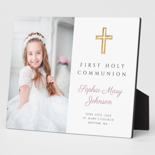 Modern First Communion Girl Photo  Plaque