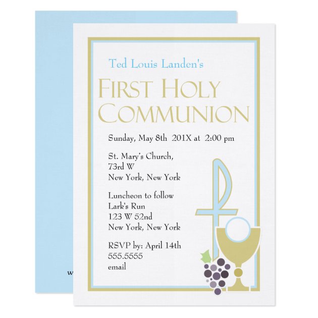 Modern First Communion Invitations  |  Blue