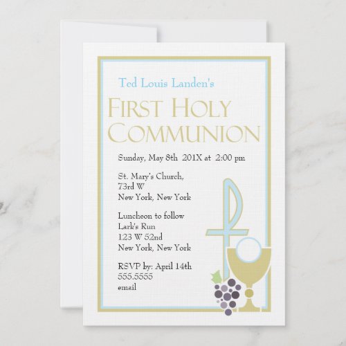 Modern First Communion Invitations  |  Blue