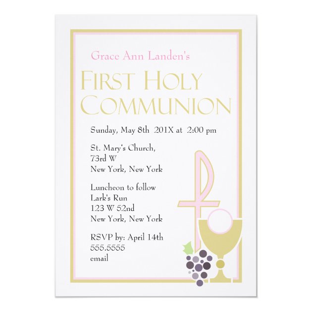 Modern First Communion Invitations  |  Pink