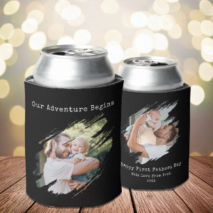 Modern First Fathers Day 2 Photo Can Cooler