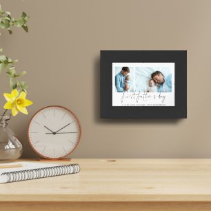Modern First Fathers Day 2 Photos Script  Framed Art