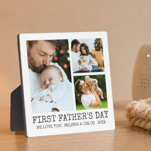 Modern FIRST FATHERS DAY 3 Photo Collage Plaque