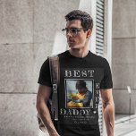 Modern First Fathers Day custom photo and text  T-Shirt<br><div class="desc">Happy First Father's Day best daddy ever bold white typography new dad personalized t-shirt template with your photo and text.</div>