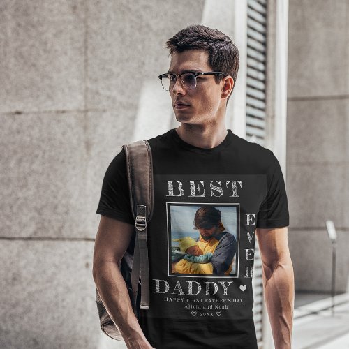 Modern First Fathers Day custom photo and text  T_Shirt