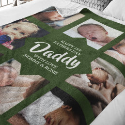 Modern | First Fathers Day | Photo Collage Fleece Blanket