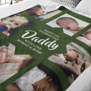 Modern   First Fathers Day   Photo Collage Fleece Blanket