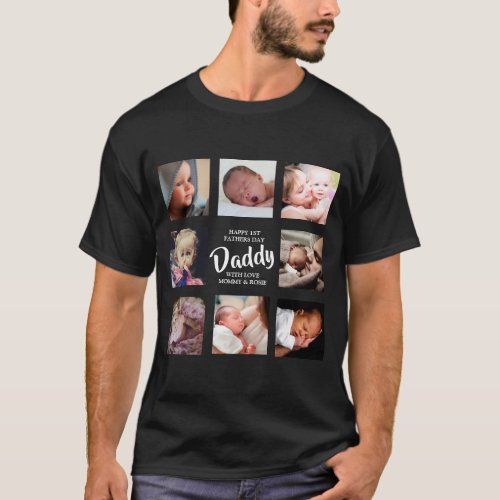 Modern  First Fathers Day  Photo Collage T_Shirt