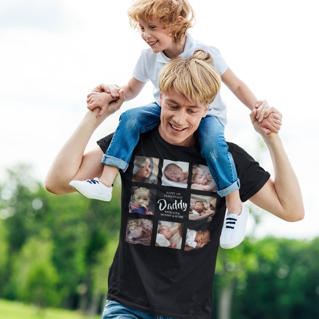 Modern | First Fathers Day | Photo Collage T-Shirt (Creator Uploaded)