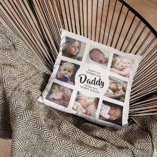 Modern   First Fathers Day   Photo Collage Throw P Pillow