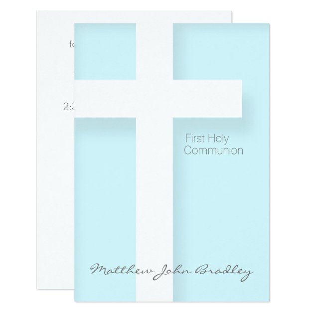 Modern First Holy Communion In Blue Invitation