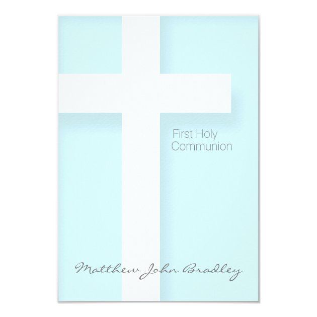 Modern First Holy Communion In Blue Invitation