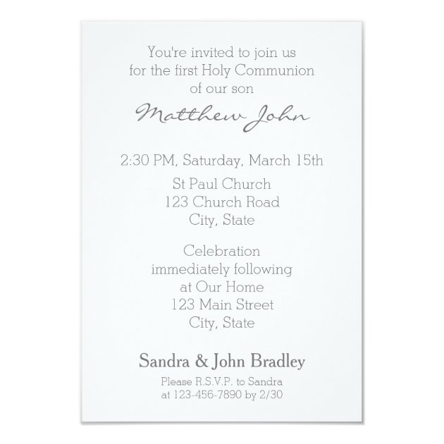 Modern First Holy Communion In Blue Invitation