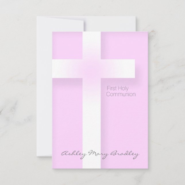 Modern First Holy Communion in Pink Invitation (Front)