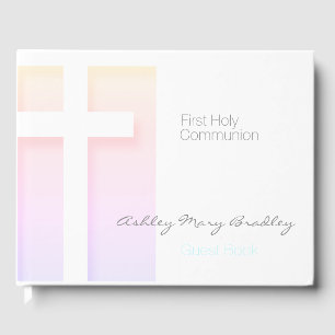 Modern First Holy Communion pastel colors Guest B Book