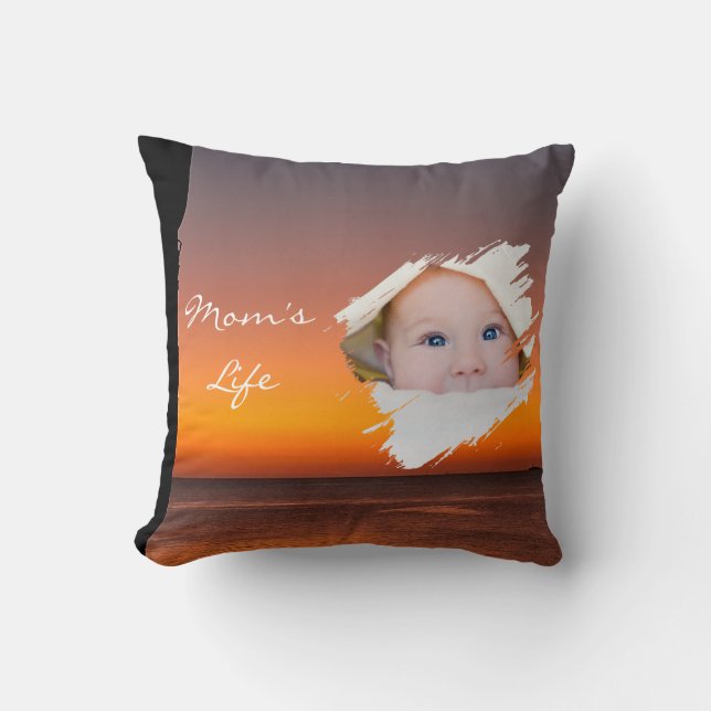 Modern First Mother’s Day Throw Pillow - Sunset (Front)
