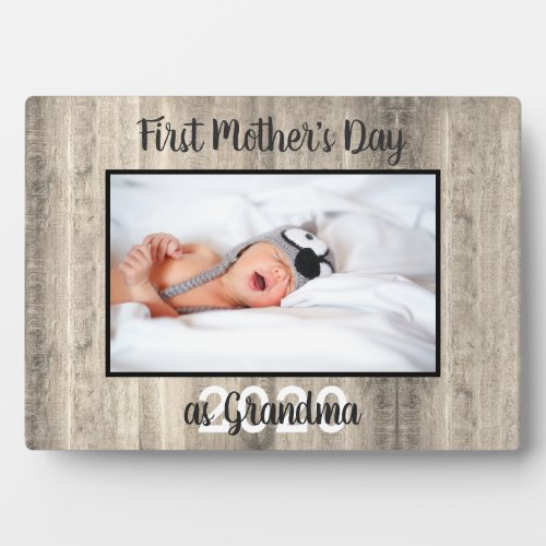 Modern First Mothers Day as Grandma Photo Wood Plaque