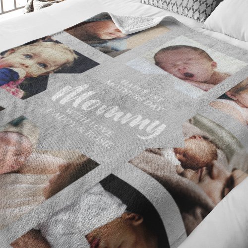 Modern  First Mothers Day  Photo Collage Fleece 