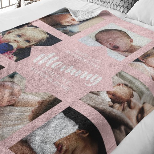 Modern  First Mothers Day  Photo Collage Fleece Blanket