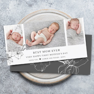 Modern First Mother's Day Photo Collage Holiday Card