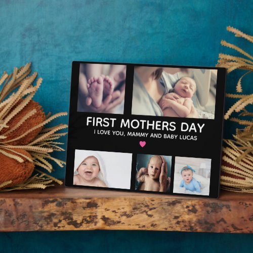 Modern First Mothers Day photo collage Keepsake  Plaque