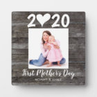 Modern First Mother's Day Script Heart Wood Photo