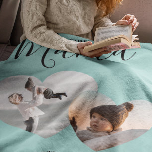 Modern First Time Mama 2 Heart Photo Fleece Blanket