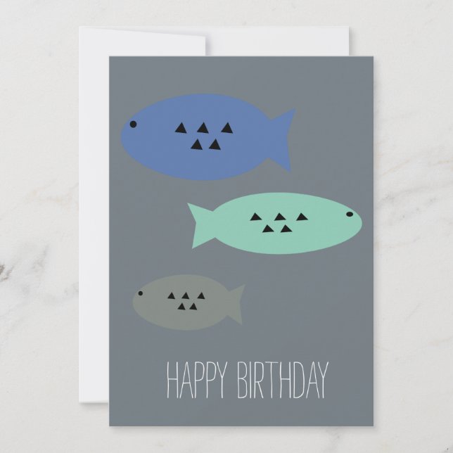 Modern Fish Geometric Shapes Nautical Card (Front)