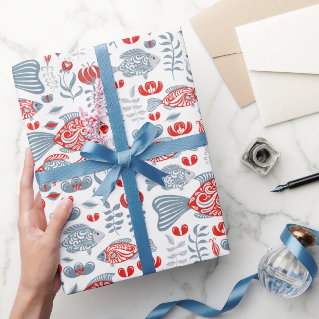 Modern Fish Pattern Wrapping Paper (Gifting)