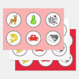 Modern Fish Prawn Crab Dice Game Betting Mats Wrapping Paper Sheets
