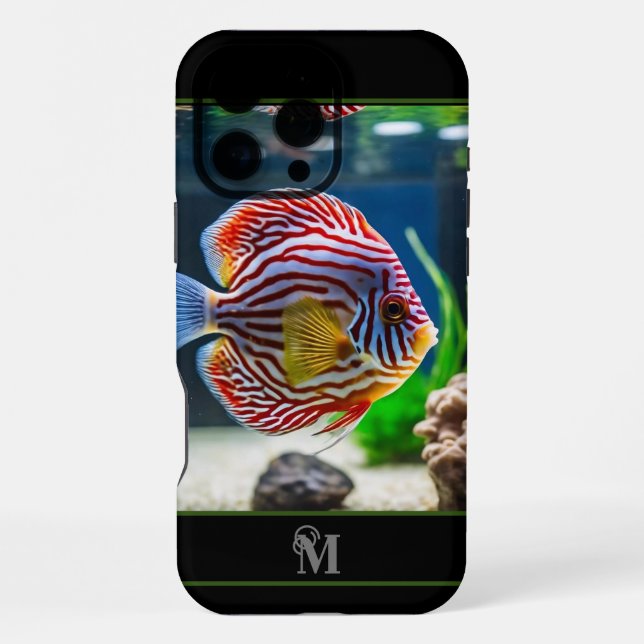 Modern Fish Tank, Monogramed Initial  Iphone Case (Back)