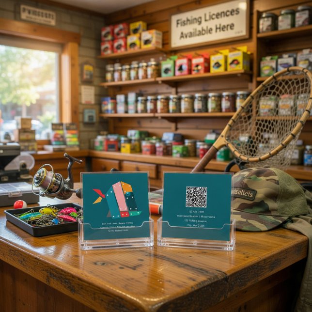 Modern Fishing Business Card with QR Code (Creator Uploaded)