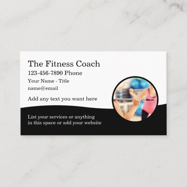Modern Fitness Coach And Classes Business Card (Front)