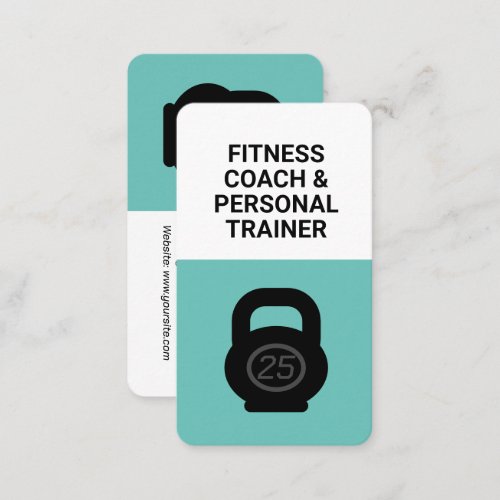 Modern fitness coach personal trainer kettlebell business card
