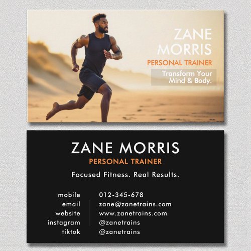 Modern Fitness Personal Trainer Photo  Business Card