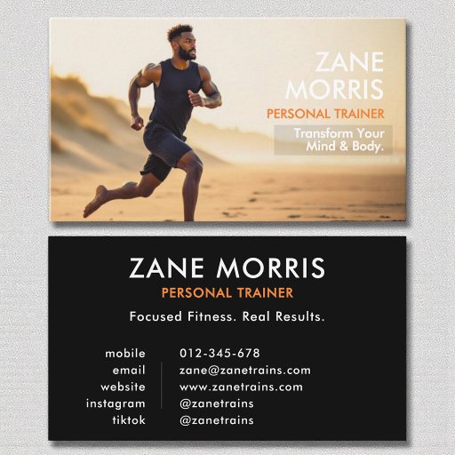 Customizable Modern Fitness Personal Trainer Photo  Business Card
