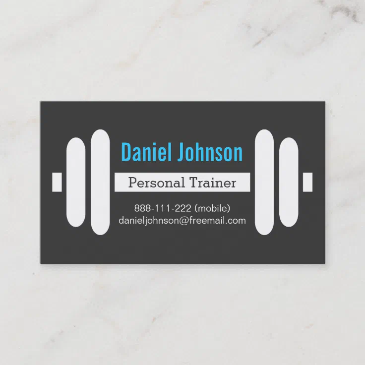 Modern Fitness Personal Trainer Weights Black Business Card Zazzle