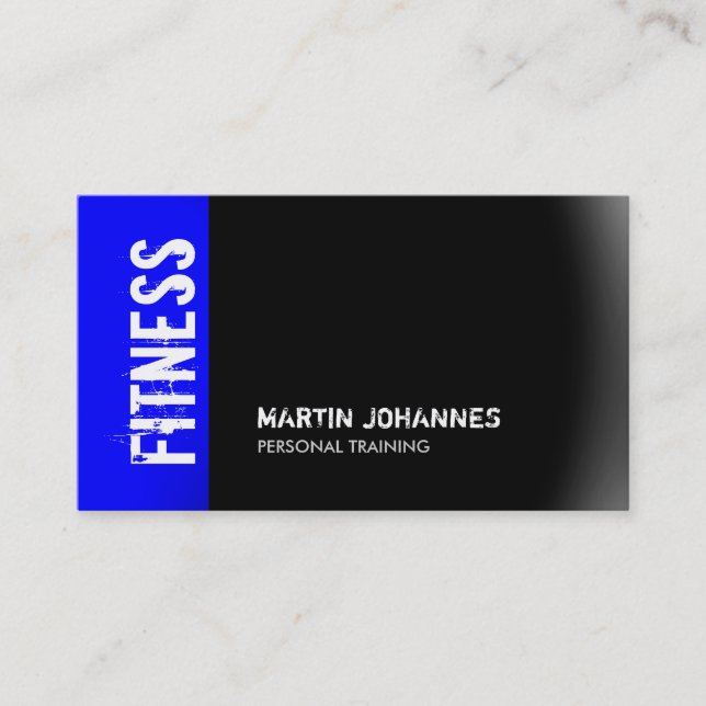 Modern Fitness Sport Blue Gray Business Card (Front)