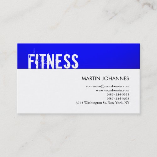 Modern Fitness Sport Blue White Business Card