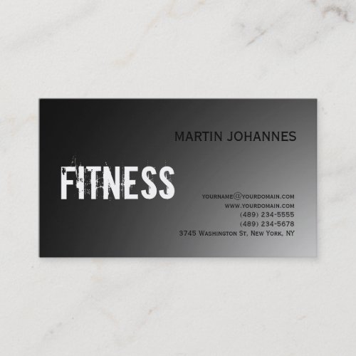 Modern Fitness Sport Gray Business Card