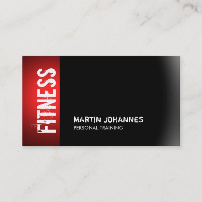 Modern Fitness Sport Red Gray Business Card (Front)