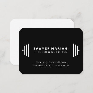Modern fitness trainer black and white business card