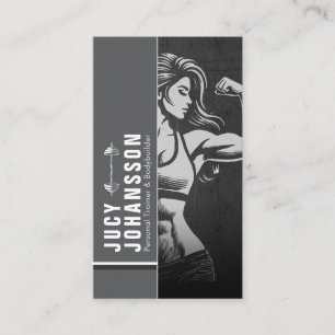 Modern Fitness Trainer Bodybuilding Gym Instructor Business Card