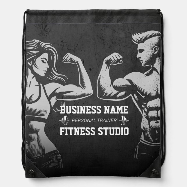 Modern Fitness Trainer Bodybuilding Gym Instructor Drawstring Bag (Front)