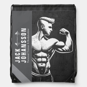 Modern Fitness Trainer Bodybuilding Gym Instructor Drawstring Bag