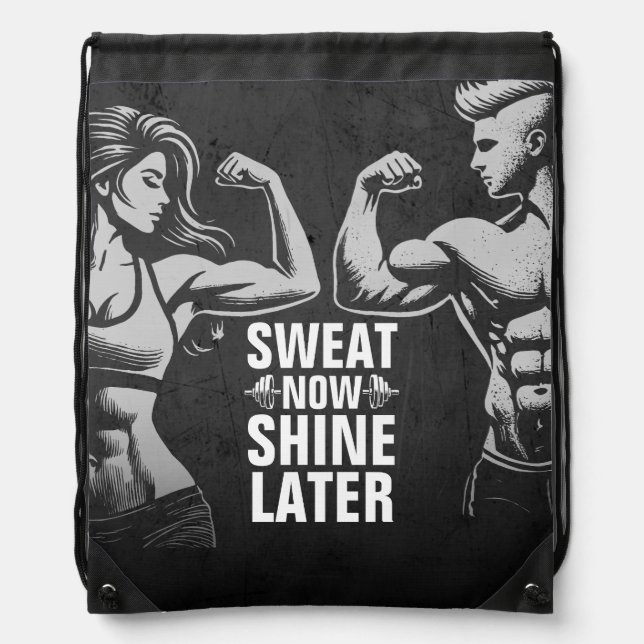 Modern Fitness Trainer Bodybuilding Gym Instructor Drawstring Bag (Front)