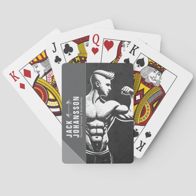 Modern Fitness Trainer Bodybuilding Gym Instructor Poker Cards (Back)