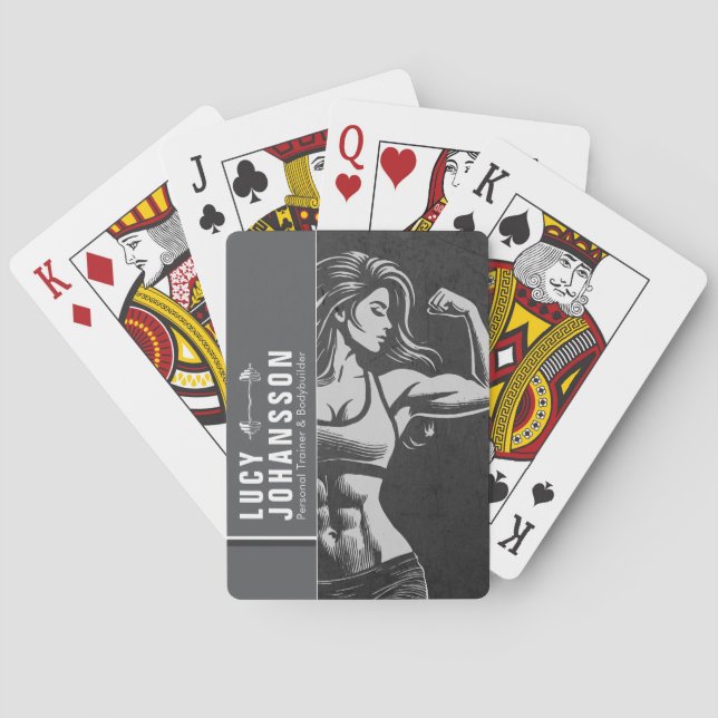 Modern Fitness Trainer Bodybuilding Gym Instructor Poker Cards (Back)
