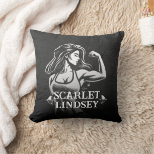 Modern Fitness Trainer Bodybuilding Gym Instructor Throw Pillow