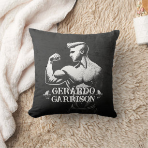 Modern Fitness Trainer Bodybuilding Gym Instructor Throw Pillow